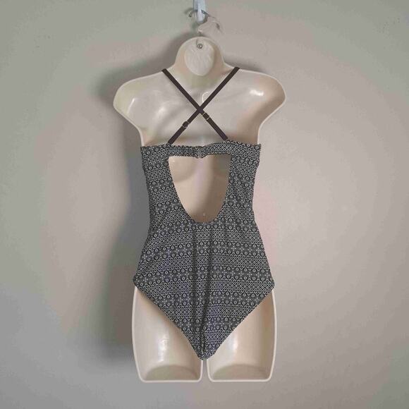 Kona Sol Black White Lace Up Front One Piece Swimsuit - Picture 6 of 12